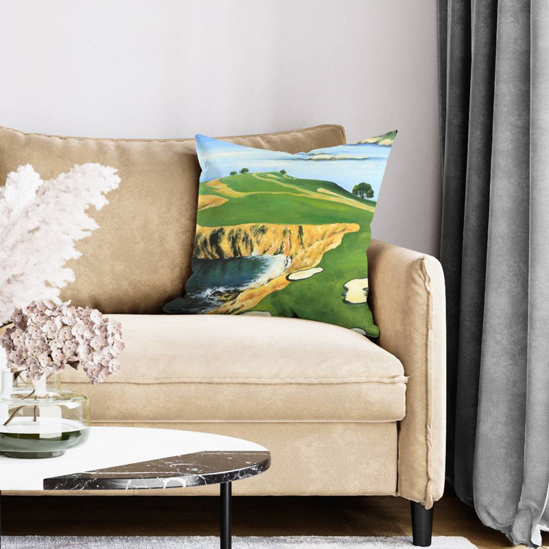 Pebble beach golf links - 20"x20" Throw pillow - Poly twill - Print on demand