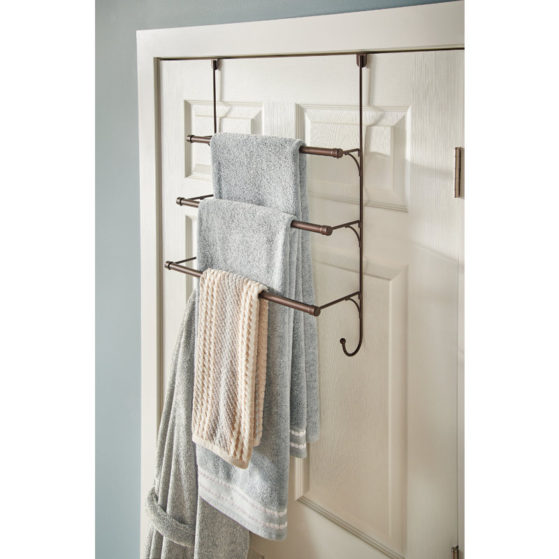Brushed Bronze Over-the-Door Triple Towel Rack