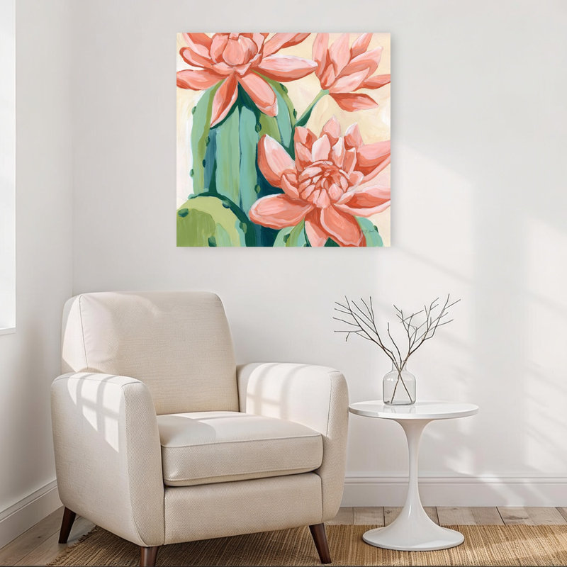 Fleurs du désert IV - Affiche murale abstraite contemporaine représentant un paysage de cactus et de fleurs succulentes