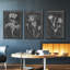 Slate Floral II, ensemble de 3 toiles encadrées sur toile-97706442-97706443