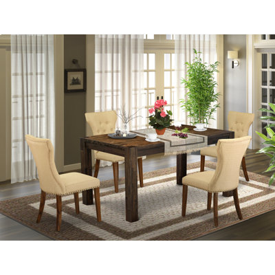 Geib Kitchen Dining Set- Parsons Dining Chairs with Fabric Seat - Rectangular Table