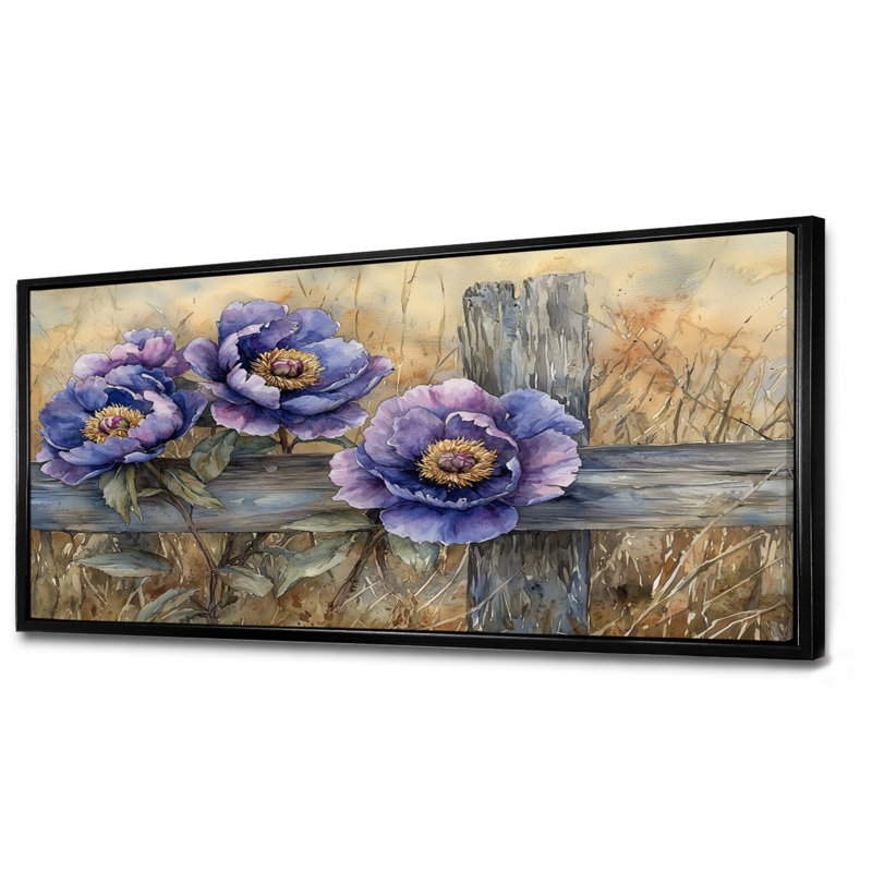 Jacoline - Floral Oversized Canvas Prints, Noir, noir, noir, noir, H 28 po x l 60 po, Impression encadrée flottante
