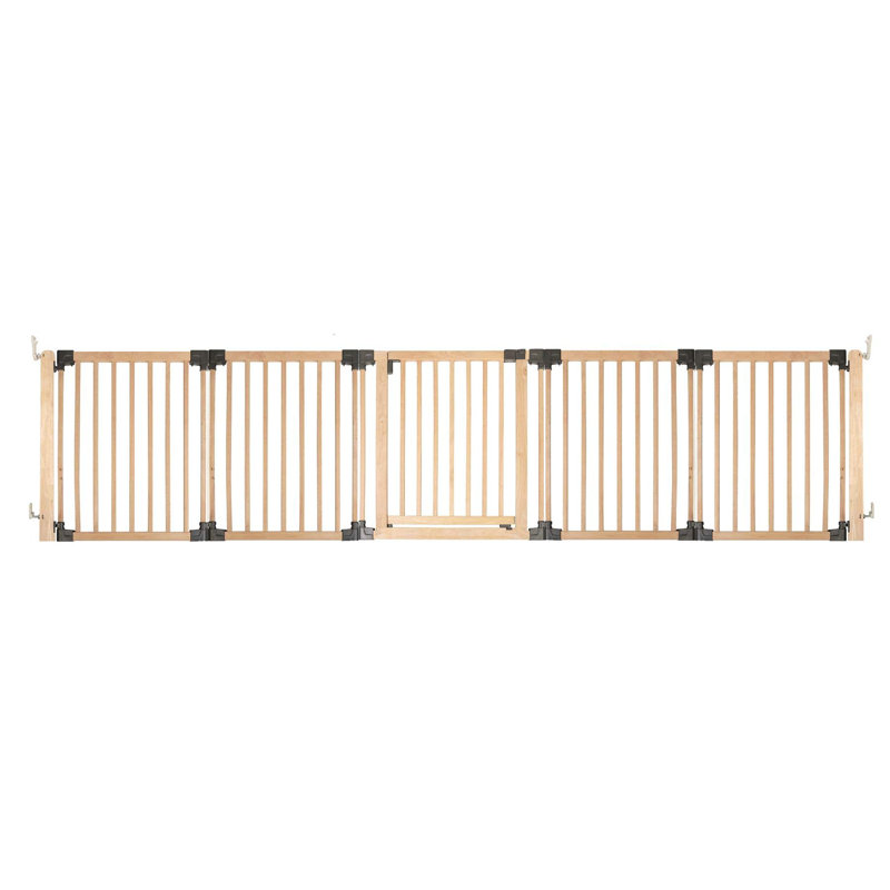 Wooden Multi Panel Room Divider, Natural Wood, 76cm Tall, 76cm H x 336cm W x 2.3cm D