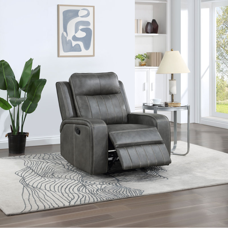Asle Upholstered Track Arm Recliner Grey