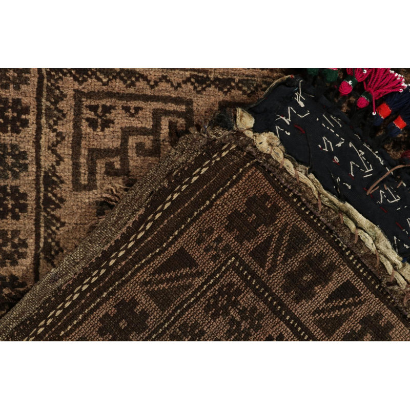 Wool Geometric Area Rug in Beige