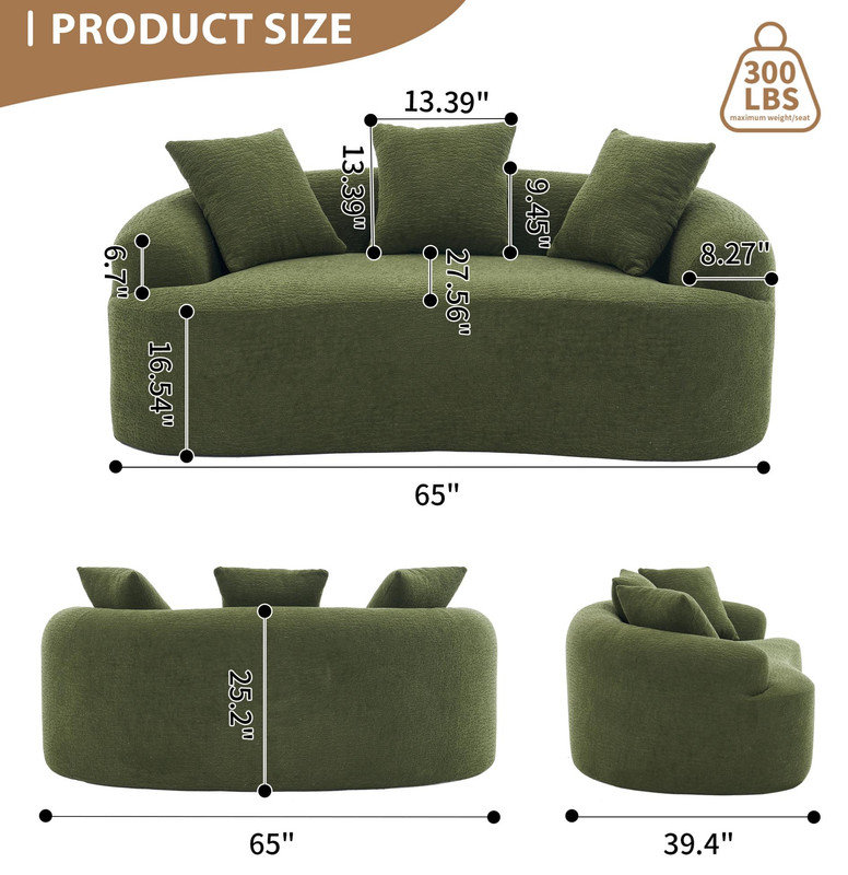 Canapé compact en Chenille, Vert