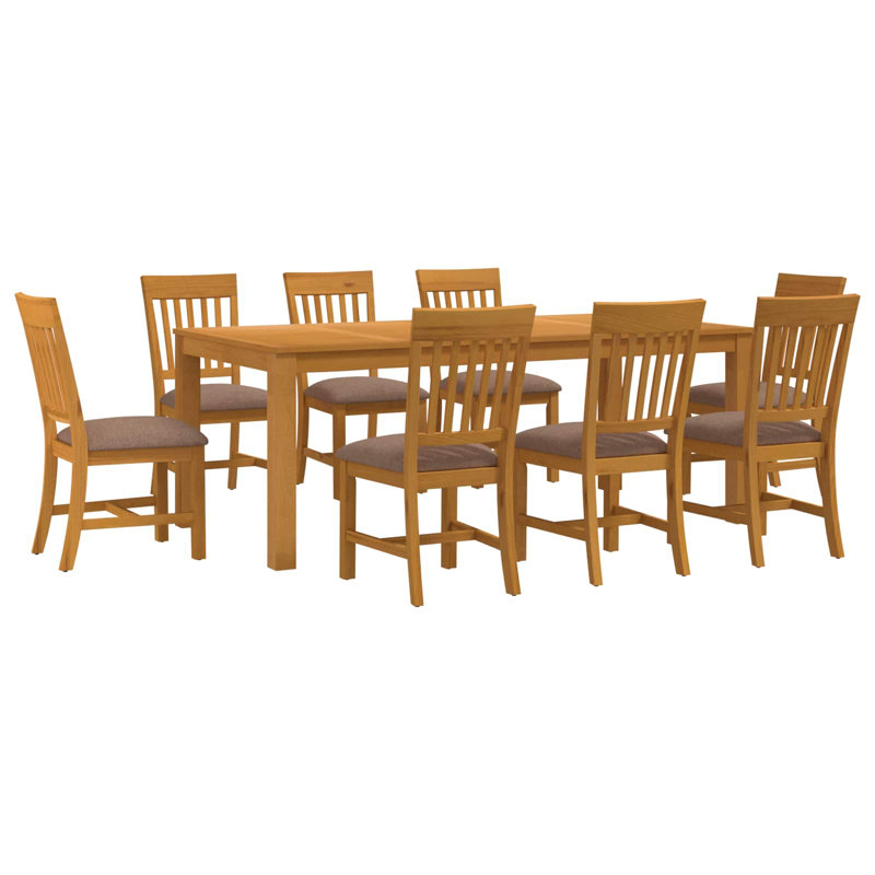 Solid Oak Dining Set, 75cm H x 200cm W x 100cm D, Grey, 9