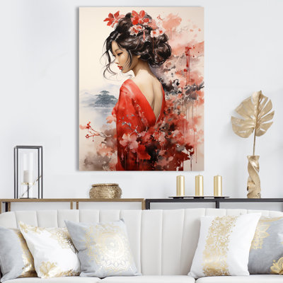 Aquarelle, Japon, femme, paysage II