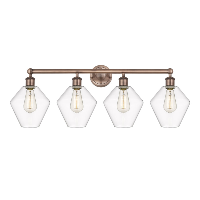 Éclairage de salle de bain à intensité variable 4 lumières Amylea, Cuivre antique, Transparent