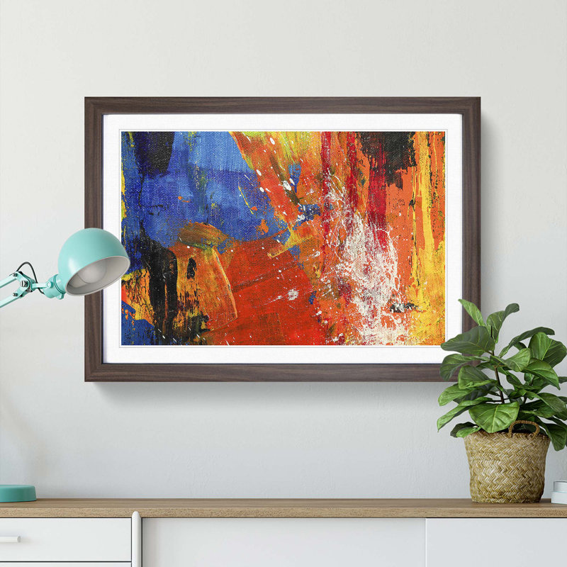 Abstract Art Painting Vol.27 by S.Johnson - Picture Frame Painting Print, 62cm H x 87cm W x 2cm D, Walnut Framed