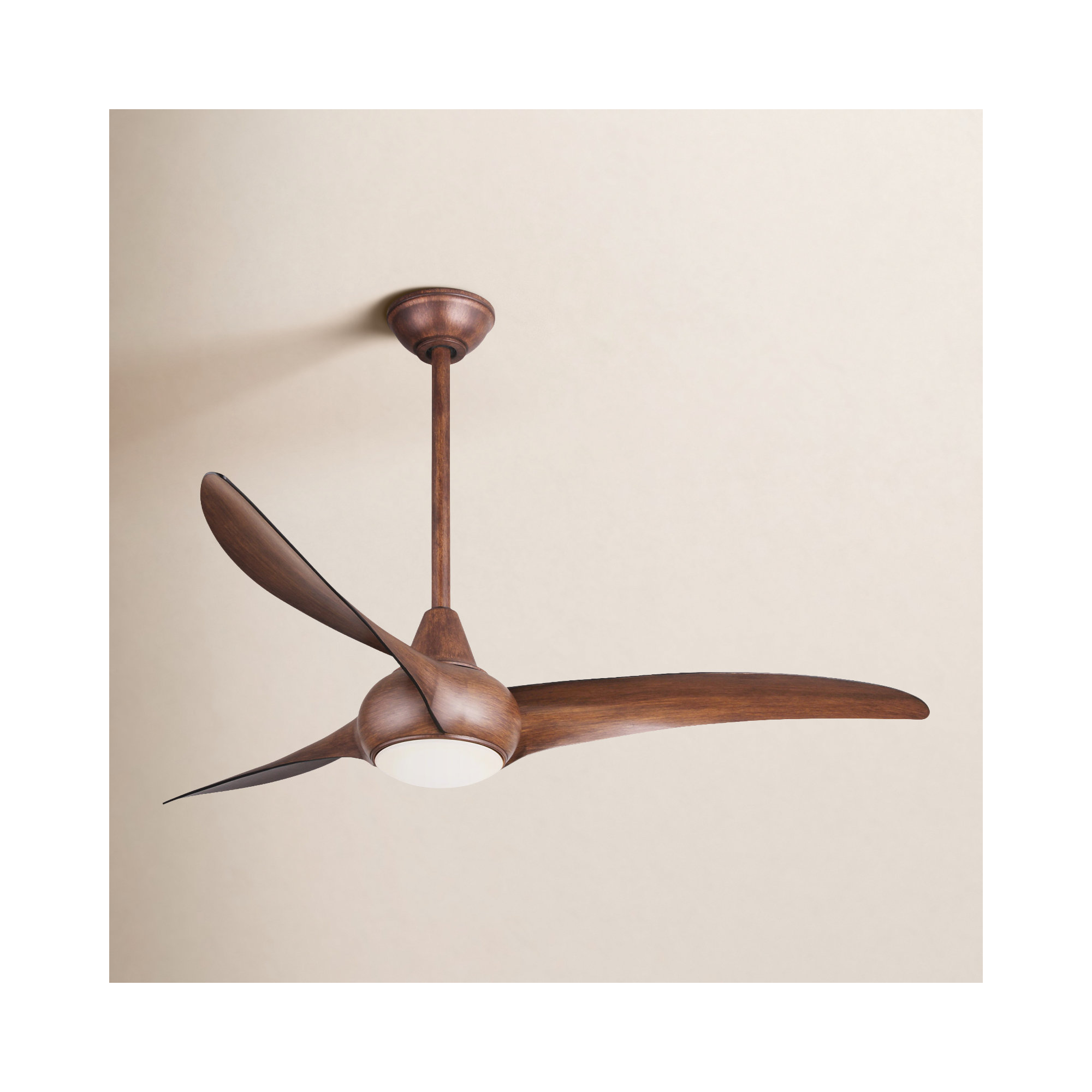 52" Wave 3 - Blade LED Propeller Ceiling Fan with Remote Control and Light Kit Included, Distressed Koa