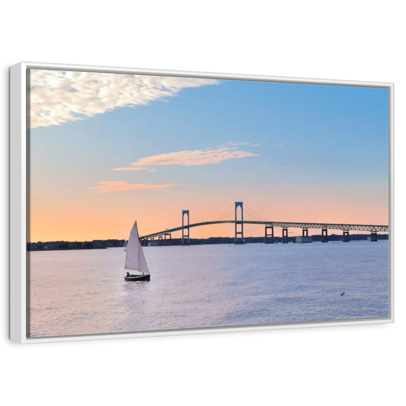Newport Bridge, Floating Frame White, 31" X 21"