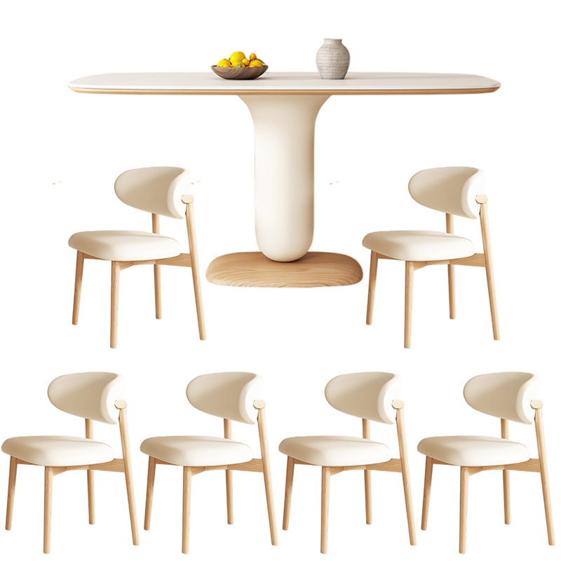 Creamy style simple rectangular dining table sets, 29.53"H x 70.87"L x 35.43"W