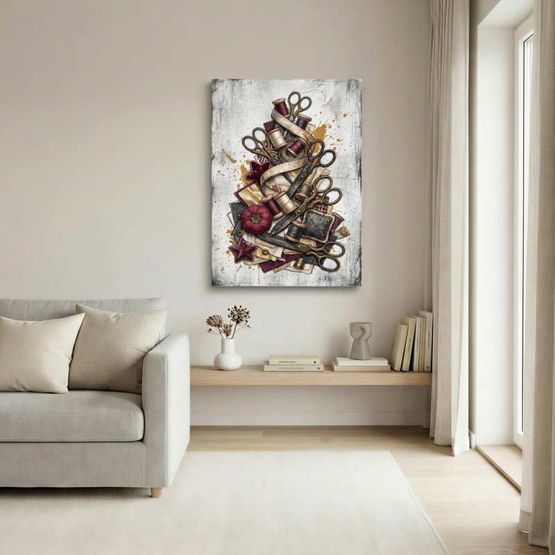 Outils de couture, impression sur toile, ensemble de 1, 36"H x 24"W, Wrapped Canvas