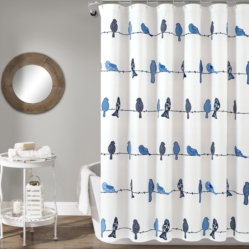 Rideau de douche simple Rowley Birds, Bleu marine
