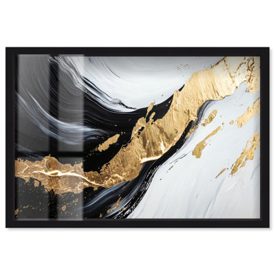 «Dynamic Fracture II», impression en noir et or par Art Remedy, cadre noir, 54 x 36