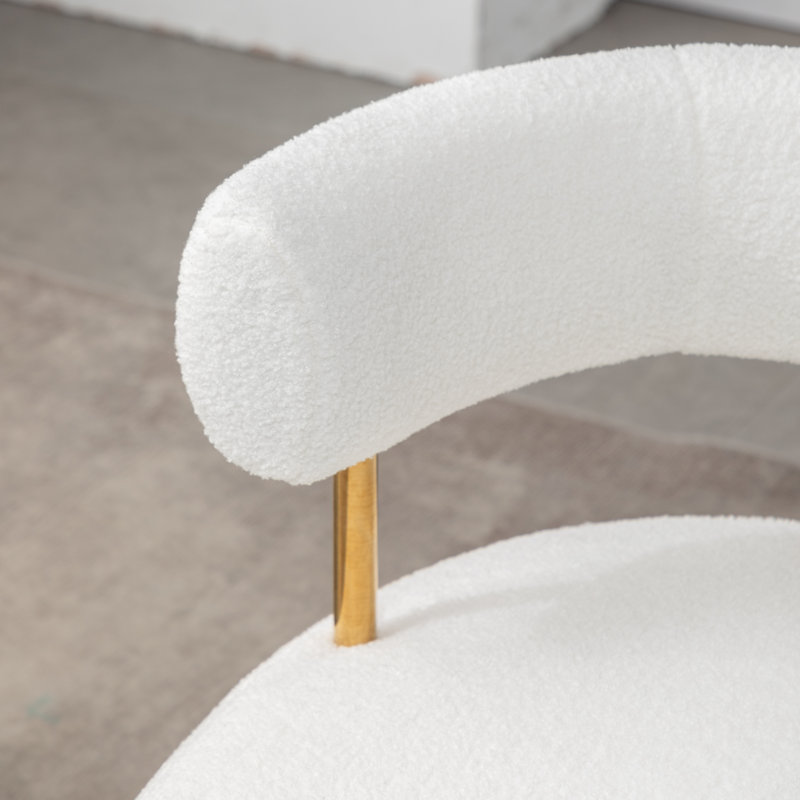 Upholstered Faux Fur Barrel Chair, White