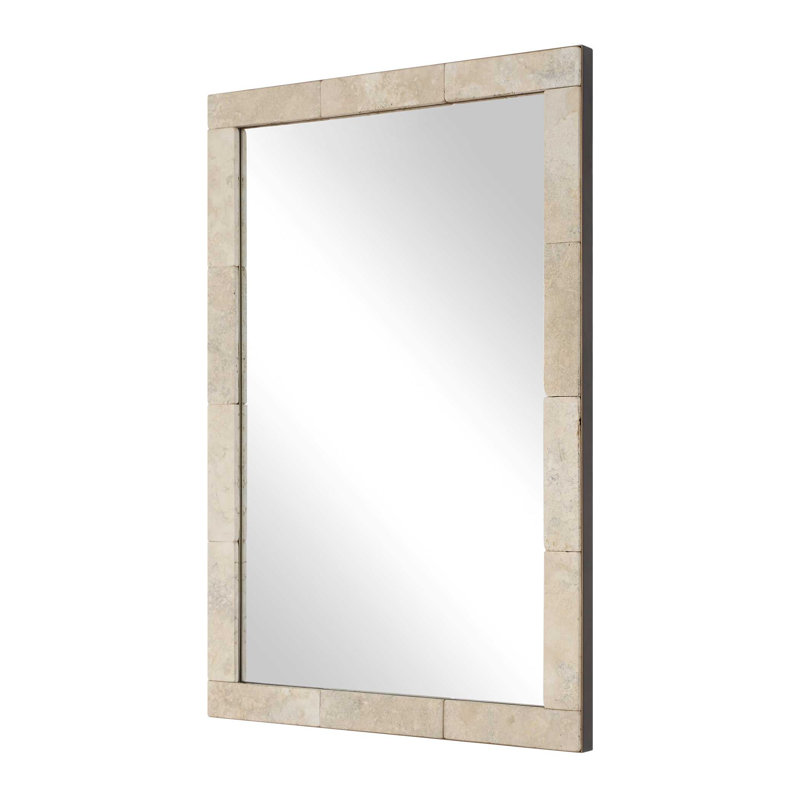  Pave Rectangular Travertine Mirror