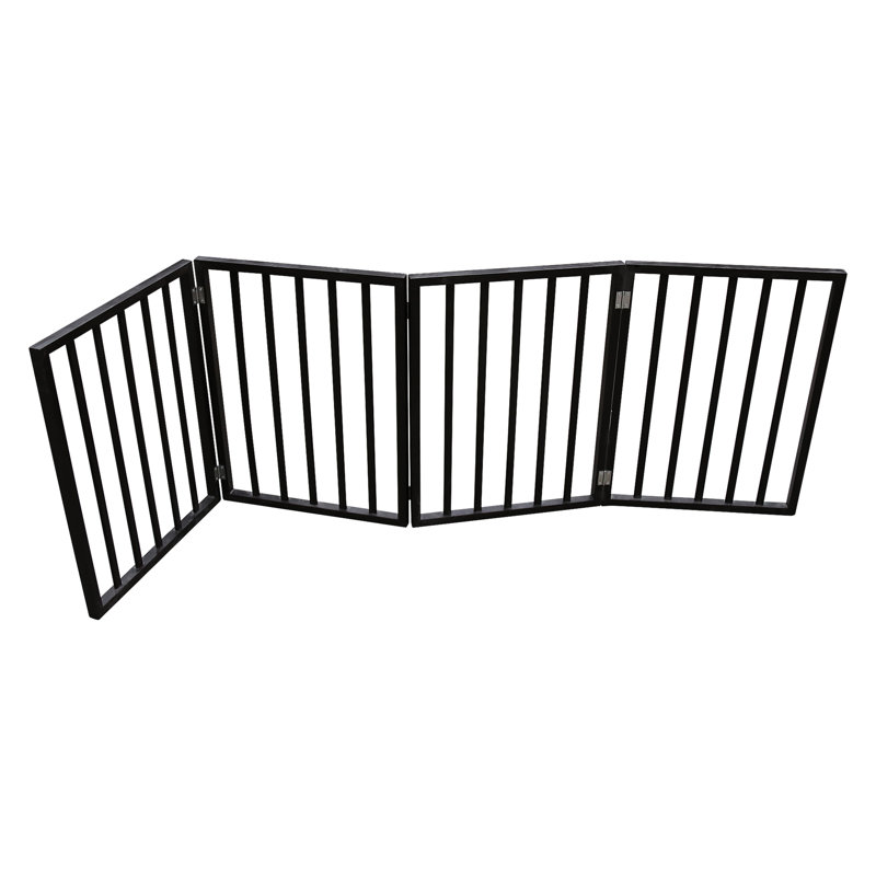 Élégante barrière pour animaux de compagnie brun foncé - Limite pliable et pratique dans la porte d'entrée de la maison pour escalier en bois autoportant et transportable