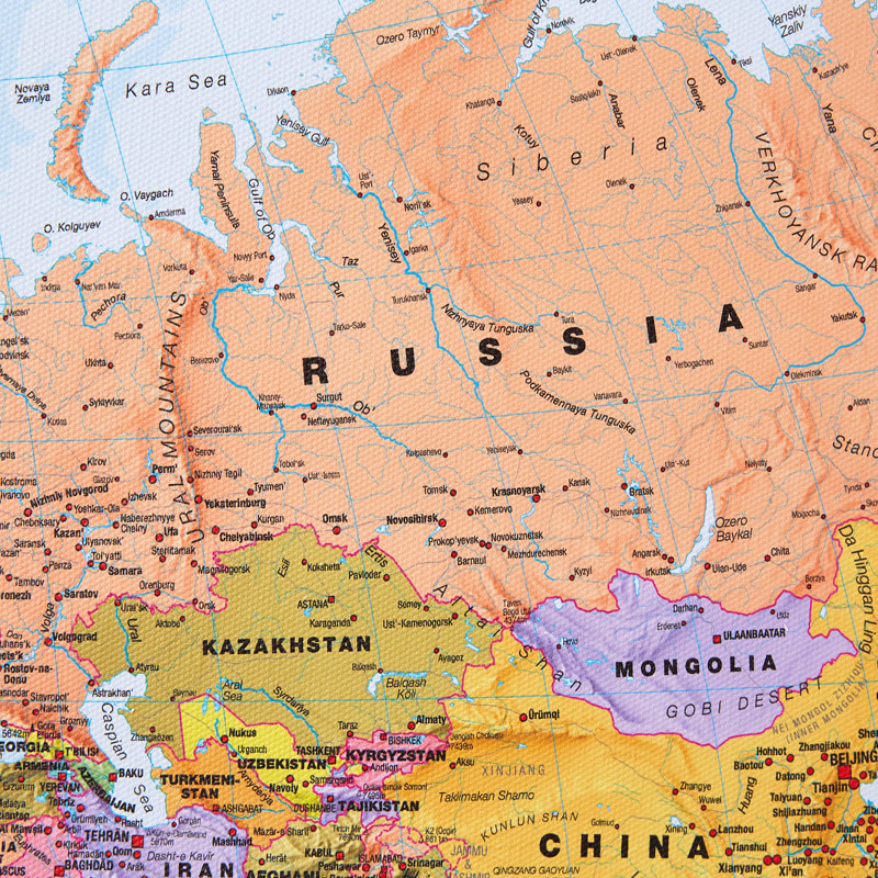 Huge World Wall Map Political - No Frame Print, 116.5cm H x 197cm W x 5cm D