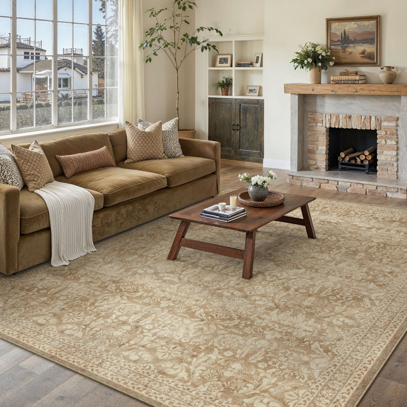 Lares Machine Washable Vintage Area Rug With Non-Slip Backing, Rectangle 8' x 10'