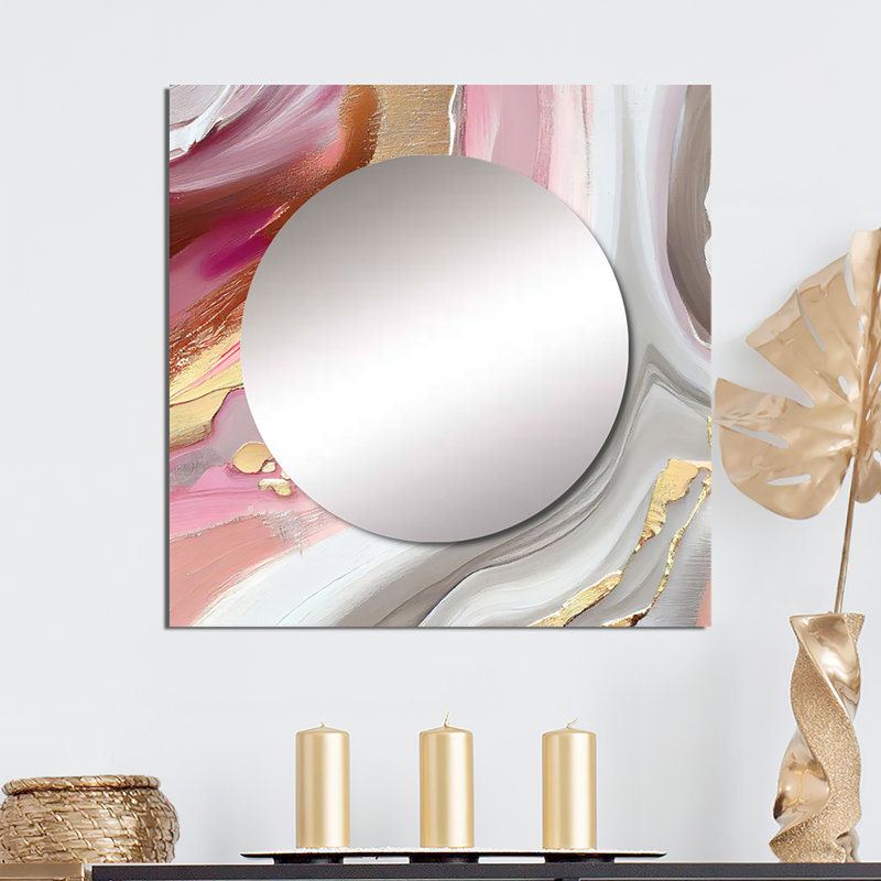 Ladarius - Abstract Marble Square Mirror Wall Art For Bathroom, 23" x 23"