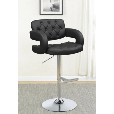 Tabouret de bar de salle à manger moderne avec siège réglable en noir et coussin en mousse élégant