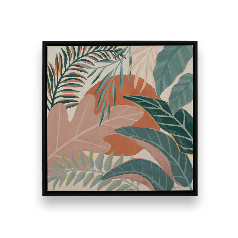 «Tropical Leaves I», reproduction sur toile, H 12,75 po x l 12,75 po, Noir satiné