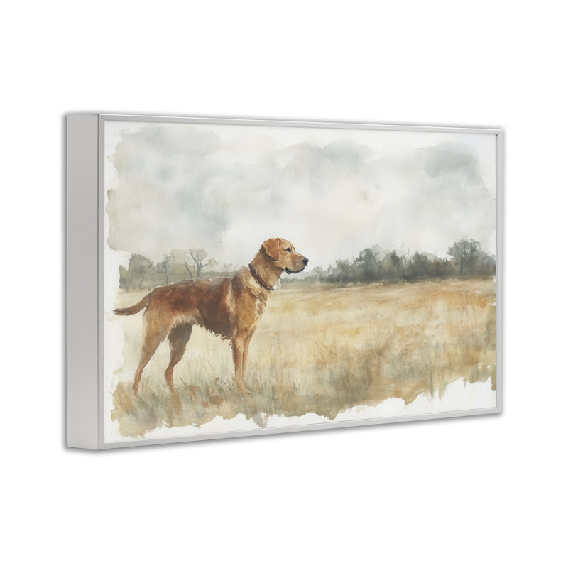 Retriever Dog in Open Field, giclée encadrée, design par Petal Prints Design, H 12 po x l 18 po