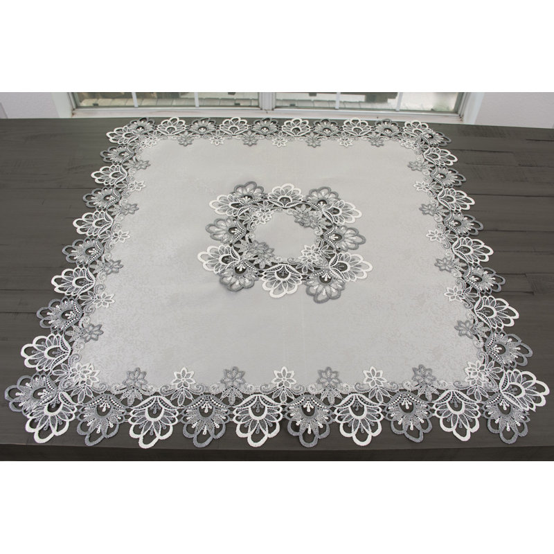 Plateau de table en dentelle argentée Stalnaker (carré 33 po)
