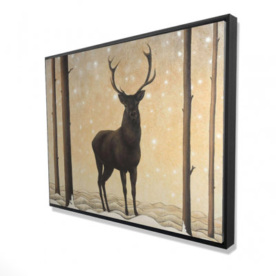 Roe Deer In Winter Print On Canvas