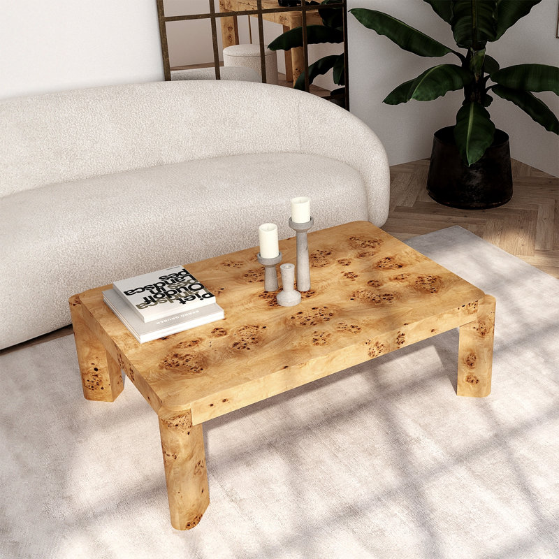 Loon Peak Jakus Maple Burl 46" Coffee Table with Wood Modern Design for Living Room Centerpiece