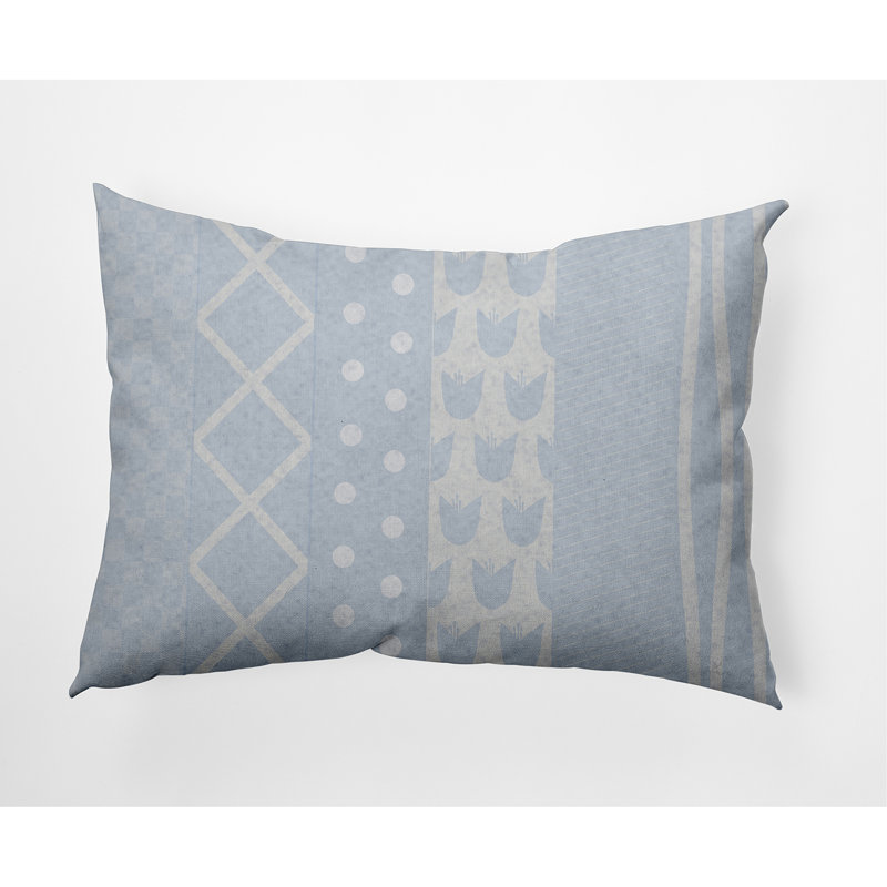 Striped Outdoor Reversible Throw Pillow, Blue