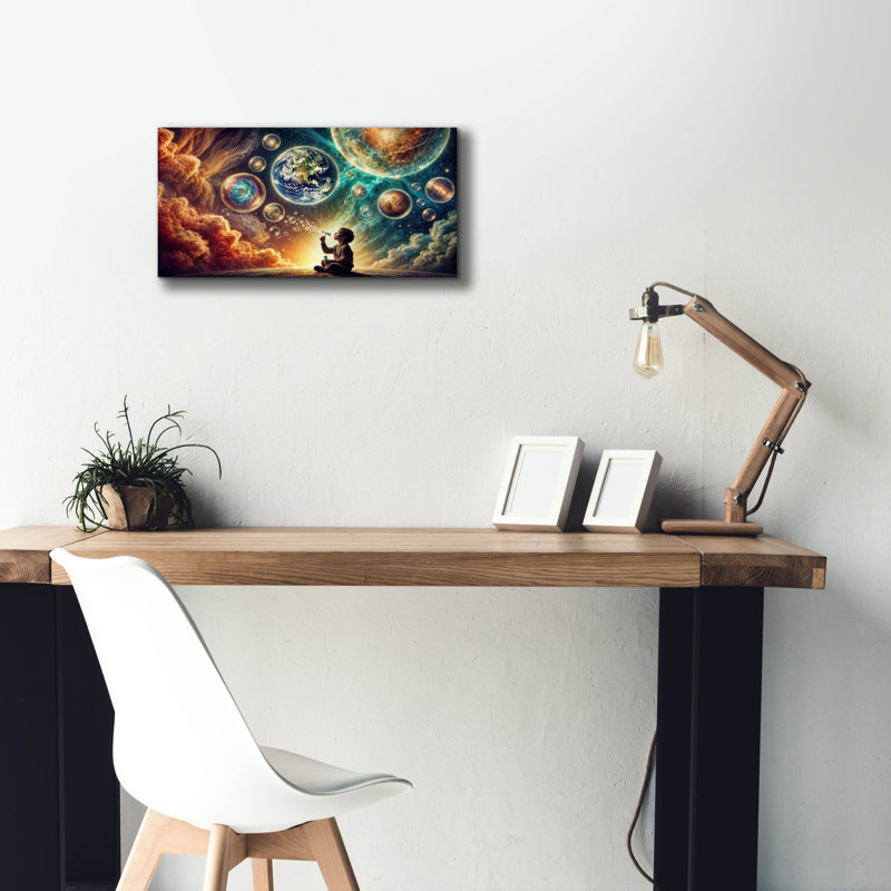 «Bubbles Universe» par Rey Klimt, art mural sur toile, H 12 po x l 24 po x P 0,75 po