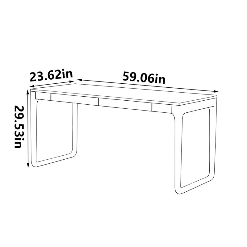 Bureau moderne simple en bois de noyer noir, H 29,53 po x l 59,06 po x P 23,62 po