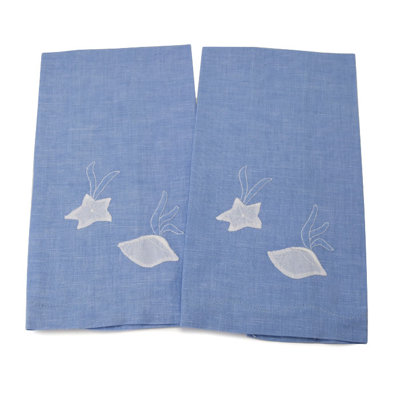 Ensemble de 2 serviettes en lin invité Seashell