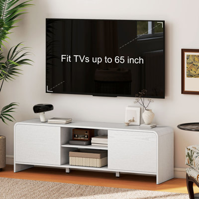 Meuble télé pour téléviseur de 65 po ou moins, console multimédia avec armoires, tablettes