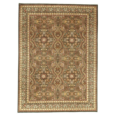 Tapis vert foncé de haute qualité noué à la main