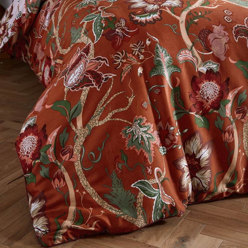 Cotton Floral Duvet Cover Set with Pillowcases Included, Single - 1 Standard Pillowcase