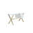 Pangea Home Beverly Writing Desk - 51" Modern Writing Desk – Office Desk for Home Workspace or Bedroom- White Lacquer with Gold Steel X-Leg Desk-849289092
