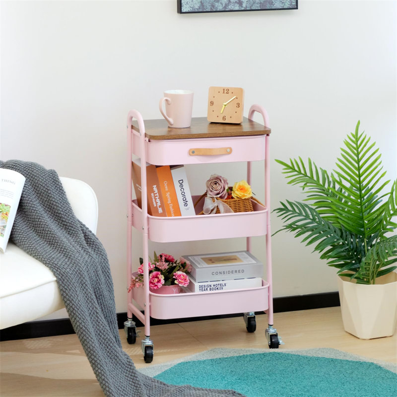 Lakemoore Metal Bar Cart, Pink