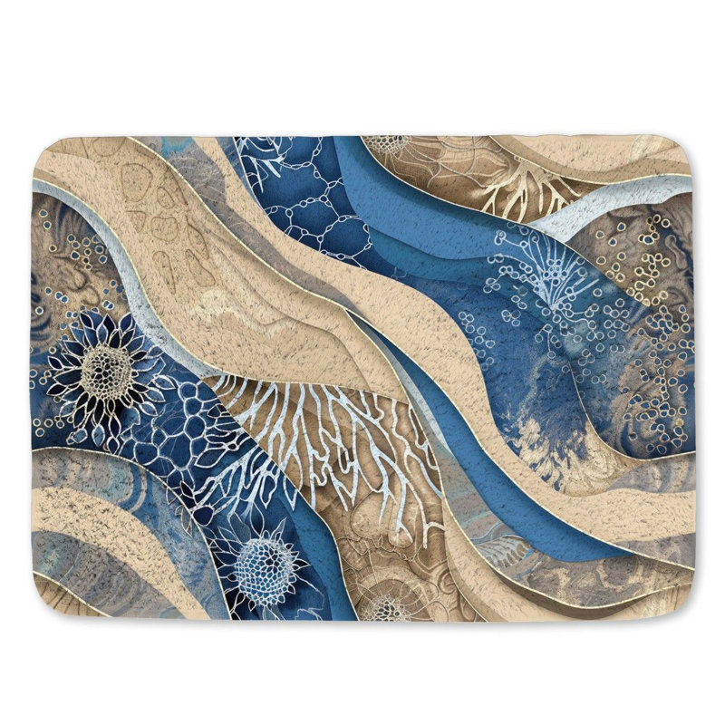Tapis de bain à courbes abstraites, L 17 po x L 24 po