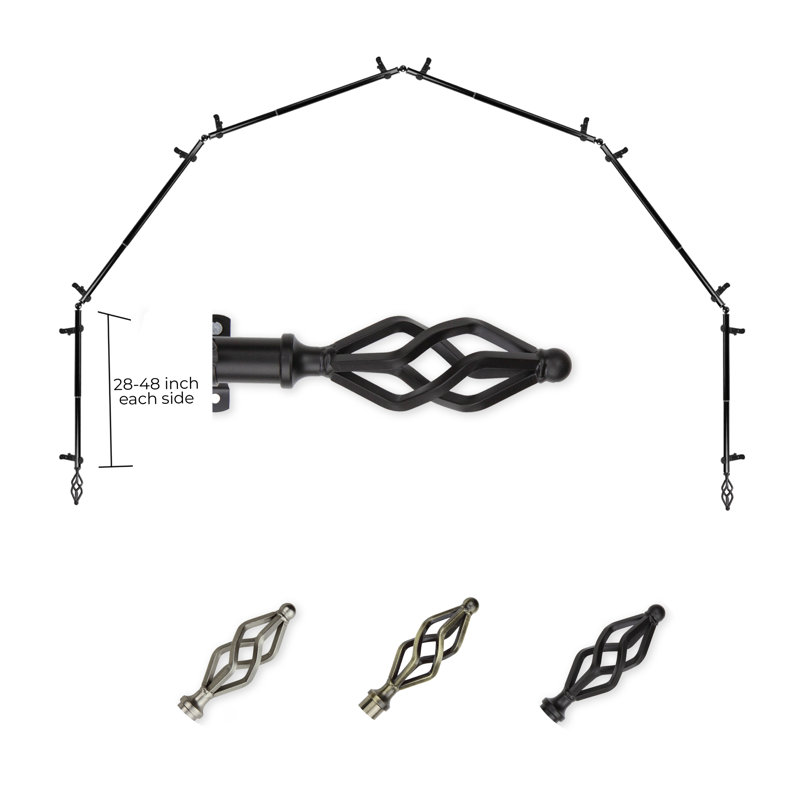Tringle à rideaux simple à 6 faces Andresen, Noir, 28 à 48 po (de chaque côté)