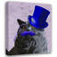 Art sur toile tendue Trinx Fab Funky Gallery, titré: Chat gris avec chapeau bleu et moustache 190877D-1437260491