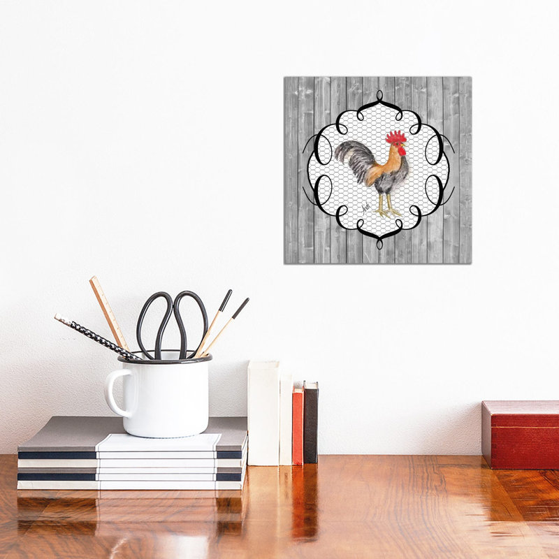 Rooster On The Roost I by Andi Metz - Wrapped Canvas Print, 30.48 cm H x 30.48 cm W
