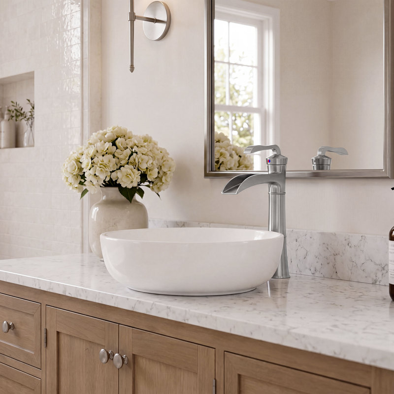 Focal Vessel Single Hole,Single Handle Bathroom Sink Faucet with Drain Assembly, Brushed Nickel