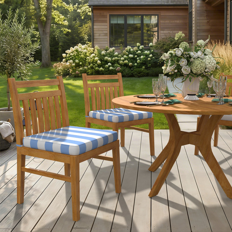 Sunbrella Indoor/Outdoor Dining Chair Cushion, 21" W x 19" D, Sunbrella® Refuge Ocean
