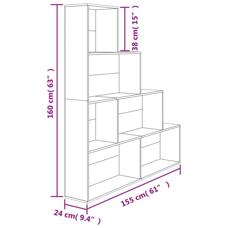 Wingfield 160cm H x 155cm W Geometric Bookcase, Oak