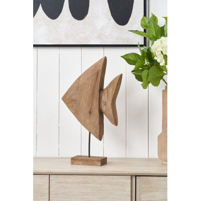 Handcarved Mango Wood Altum Angelfish Ornament