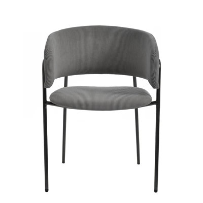 Chaise de salle à manger moderne Rovian avec revêtement en velours côtelé moelleux et pieds en fer